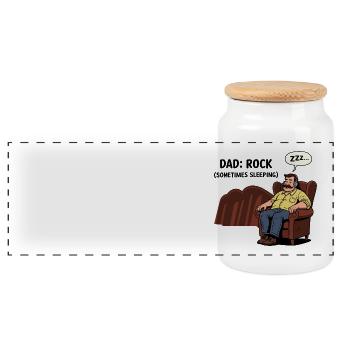 Papa : Rock - Boîte à biscuits avec couvercle en bois - blanc - Devant