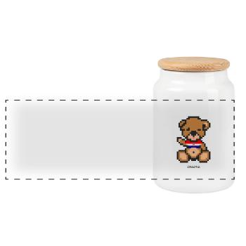 Pixel Bear Croatia - Boîte à biscuits avec couvercle en bois - blanc - Devant