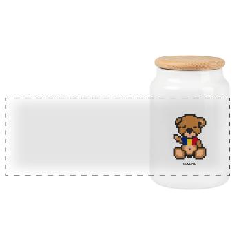 Pixel Bear Romania - Boîte à biscuits avec couvercle en bois - blanc - Devant