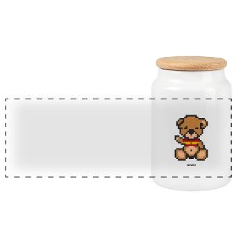 Pixel Bear Spain - Panoramic Cookie Jar with Wooden Lid - white - Front