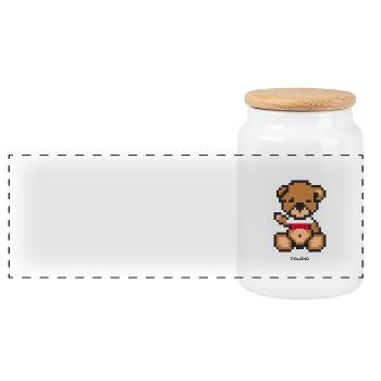 Pixel Bear Poland - Boîte à biscuits avec couvercle en bois - blanc - Devant
