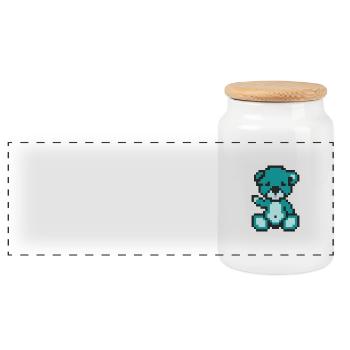 Pixel Bear Alien - Boîte à biscuits avec couvercle en bois - blanc - Devant