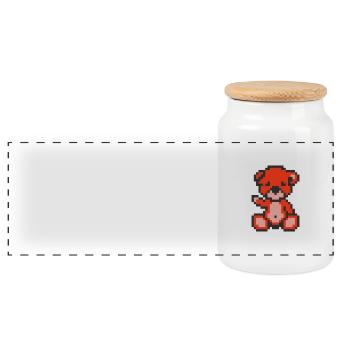 Pixel Bear Pepper - Panoramic Cookie Jar with Wooden Lid - white - Front