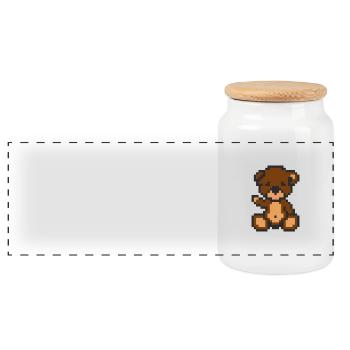 Pixel-Bär-Brownie - Panorama Keksdose mit Holzdeckel - Weiß - Vorne