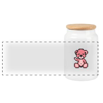 Pixelbär-Bonbons - Panorama Keksdose mit Holzdeckel - Weiß - Vorne