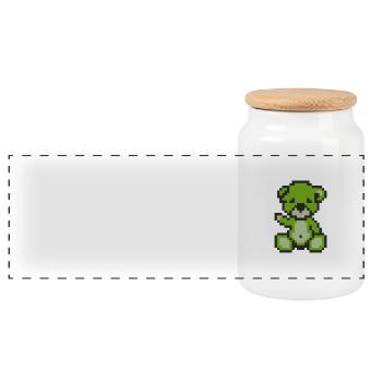 Pixel Bear Landscape - Boîte à biscuits avec couvercle en bois - blanc - Devant