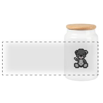 Pixel Bear Storm - Panoramic Cookie Jar with Wooden Lid - white - Front