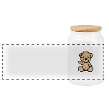 Pixel Bär Licht - Panorama Keksdose mit Holzdeckel - Weiß - Vorne