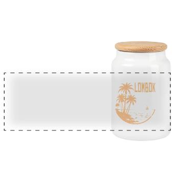 Lombok - Panoramic Cookie Jar with Wooden Lid - white - Front