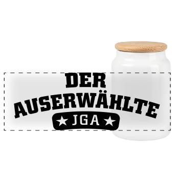Der Auserwählte JGA - Panorama Keksdose mit Holzdeckel - Weiß - Vorne