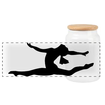 Gymnastic girl - Panoramic Cookie Jar with Wooden Lid - white - Front