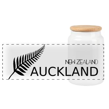 Ville des Voiles Auckland Nouvelle-Zélande - Boîte à biscuits avec couvercle en bois - blanc - Devant
