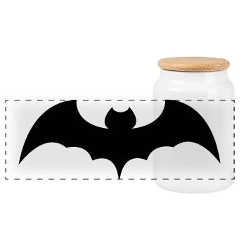bat - Panoramic Cookie Jar with Wooden Lid - white - Front