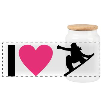snowboard - Panoramic Cookie Jar with Wooden Lid - white - Front