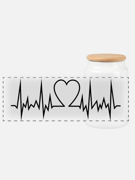 Frequent heart - Panoramic Cookie Jar with Wooden Lid - white
