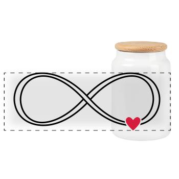 Infinity heart sign symbol gift love - Panoramic Cookie Jar with Wooden Lid - white - Front