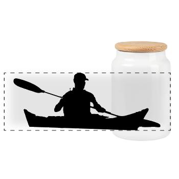 Canoe Kayak - Panoramic Cookie Jar with Wooden Lid - white - Front