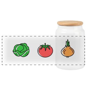 Salade Tomate Oignon - Boîte à biscuits avec couvercle en bois - blanc - Devant