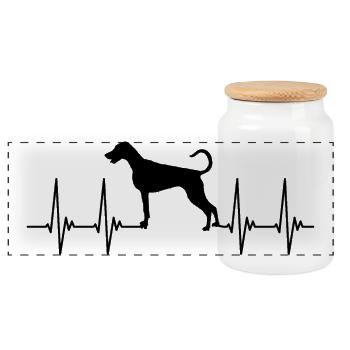 ECG doberman, pouls, coeur, chien cool, battements de cœur - Boîte à biscuits avec couvercle en bois - blanc - Devant