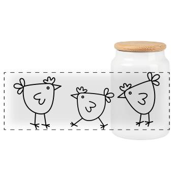 Chicken Chicken Hen minimally simple chicken design - Panoramic Cookie Jar with Wooden Lid - white - Front