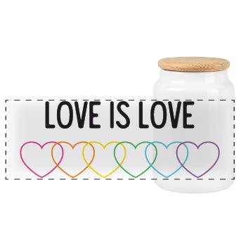 Pride Month LGBT - Love is Love - Panoramic Cookie Jar with Wooden Lid - white - Front