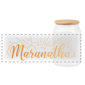 Maranatha - Panorama Keksdose mit Holzdeckel - Weiß - Vorne