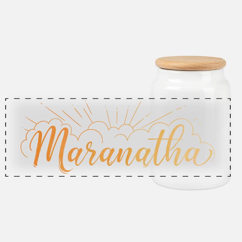 Maranatha - Panorama Keksdose mit Holzdeckel - Weiß