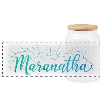 Maranatha - Panorama Keksdose mit Holzdeckel - Weiß - Vorne