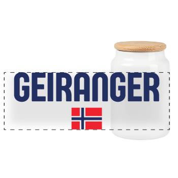 GEIRANGER Norwegen - Panorama Keksdose mit Holzdeckel - Weiß - Vorne
