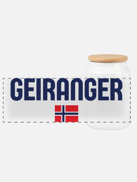 GEIRANGER Norwegen - Panorama Keksdose mit Holzdeckel - Weiß