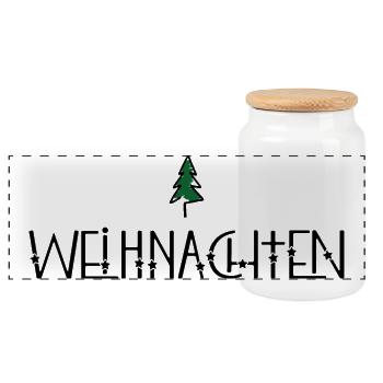 Endlich Weihnachten - Panorama Keksdose mit Holzdeckel - Weiß - Vorne