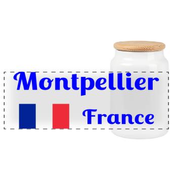 Montpellier, Frankreich - Stilvolle Drucke - Panorama Keksdose mit Holzdeckel - Weiß - Vorne