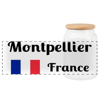 Montpellier, France- Stylish prints - Panoramic Cookie Jar with Wooden Lid - white - Front