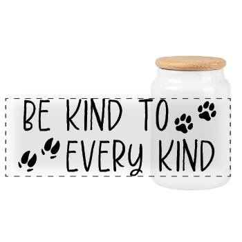 Be Kind – Minimalistische Statement Tierliebe - Panorama Keksdose mit Holzdeckel - Weiß - Vorne