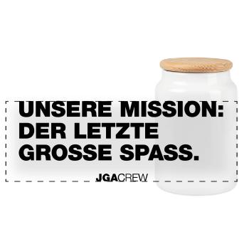 Last Mission: Fun (Bachelor Party) - Panoramic Cookie Jar with Wooden Lid - white - Front