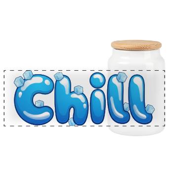 Chill – Fun Bubble Font Cool Summer Vibes T-Shirt - Panoramic Cookie Jar with Wooden Lid - white - Front
