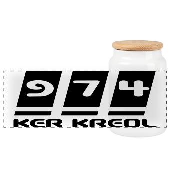 Design 974 Ker Kreol - La Réunion - Boîte à biscuits avec couvercle en bois - blanc - Devant
