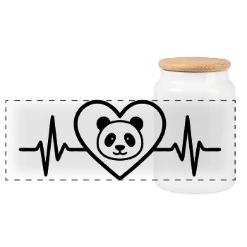 Panda Heart - Panoramic Cookie Jar with Wooden Lid - white - Front