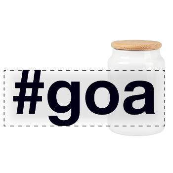 Goa Hashtag - Panoramic Cookie Jar with Wooden Lid - white - Front