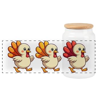 Thanksgiving Truthahn Baby - Panorama Keksdose mit Holzdeckel - Weiß - Vorne