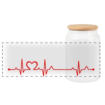 Eiskunstlauf Mädchen Herzschlag EKG Eisläufer Mädchen - Panorama Keksdose mit Holzdeckel - Weiß - Vorne