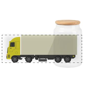 Lkw - Panorama Keksdose mit Holzdeckel - Weiß - Vorne