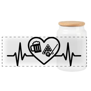 Bière de billard Heart - Boîte à biscuits avec couvercle en bois - blanc - Devant