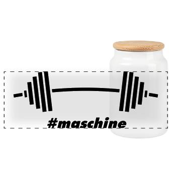 #Maschine : Puissance, poids et forme physique - Boîte à biscuits avec couvercle en bois - blanc - Devant