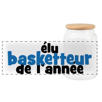 Basket Ball / Basketball / Basktet-Ball / Sport - Boîte à biscuits avec couvercle en bois - blanc - Devant
