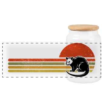 Retro Vintage Opossum - Panorama Keksdose mit Holzdeckel - Weiß - Vorne