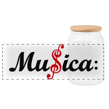 Musica - Panoramic Cookie Jar with Wooden Lid - white - Front