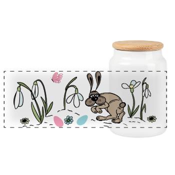 Le lapin de Pâques au printemps - Boîte à biscuits avec couvercle en bois - blanc - Devant