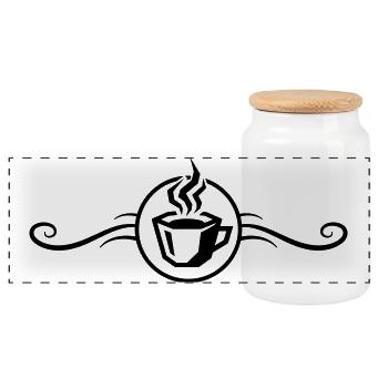 kaffee symbol coffee - Panorama Keksdose mit Holzdeckel - Weiß - Vorne
