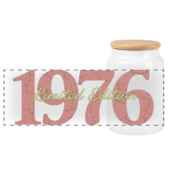 Édition limitée 1976 anniversaire vintage - Boîte à biscuits avec couvercle en bois - blanc - Devant
